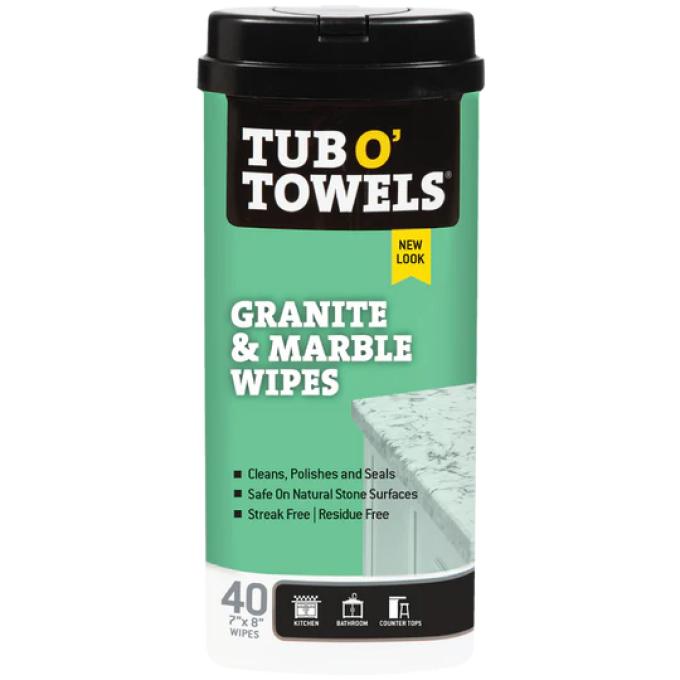 Tub O' Towels Granite & Marble Wipes, 40-Count