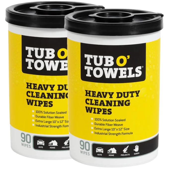 Tub O' Towels Heavy Duty Cleaning Wipes, 90-Count 2 Pack